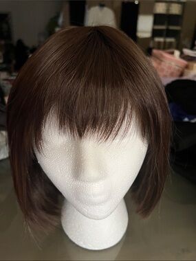 Sepia Chestnut Brown Short Bob Wig with Bangs